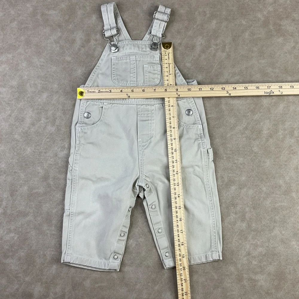 Vintage‎ Y2K Gap Kids Shortalls Short Bib Overalls Denim Beige Baby 6-12 Months